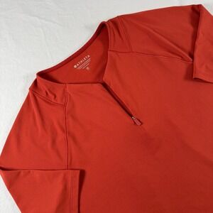 Athleta Women's Size XS Orange Sunchaser UPF Quarter Zip Short Sleeve Top